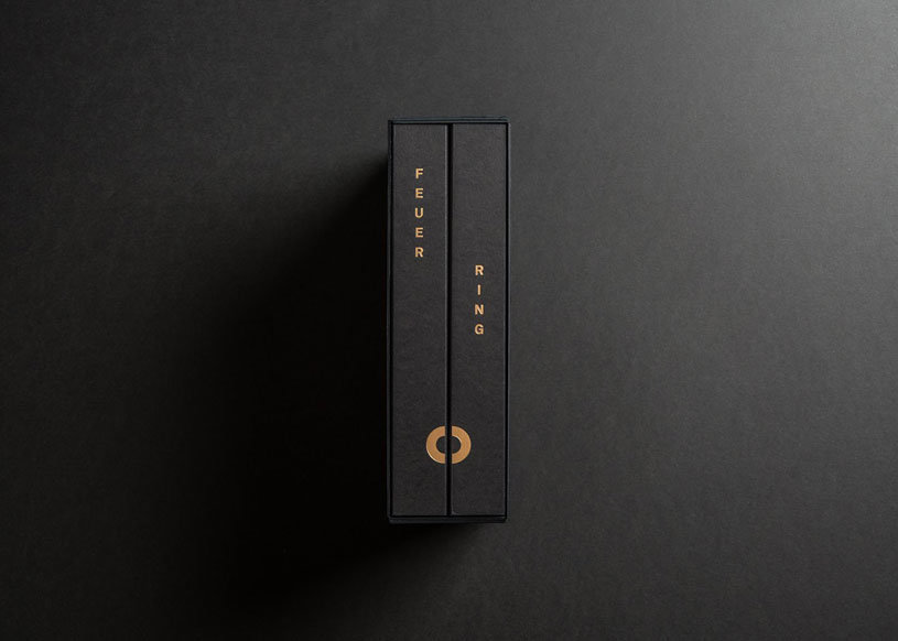 Reliure coffret noir à dorure Rezeptbuch Set FEUER & RING