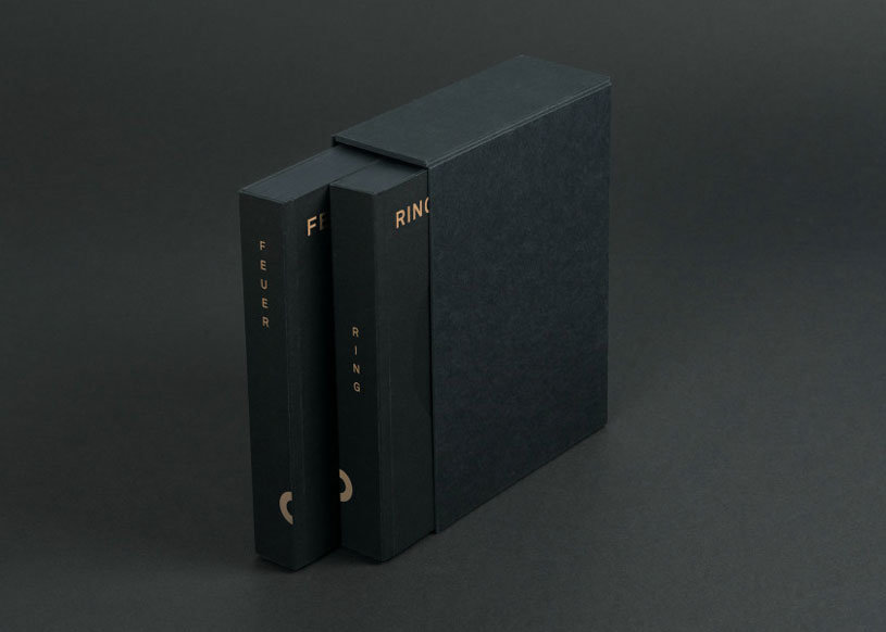Coffret et livres reliés noir Rezeptbuch Set FEUER & RING