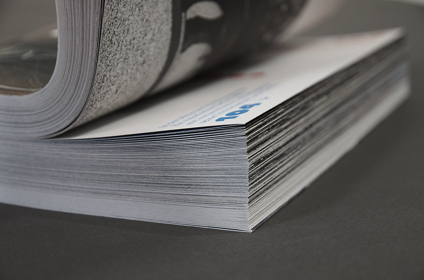 Stack of unbound printed sheets 100 Jahre Knie-Elefanten