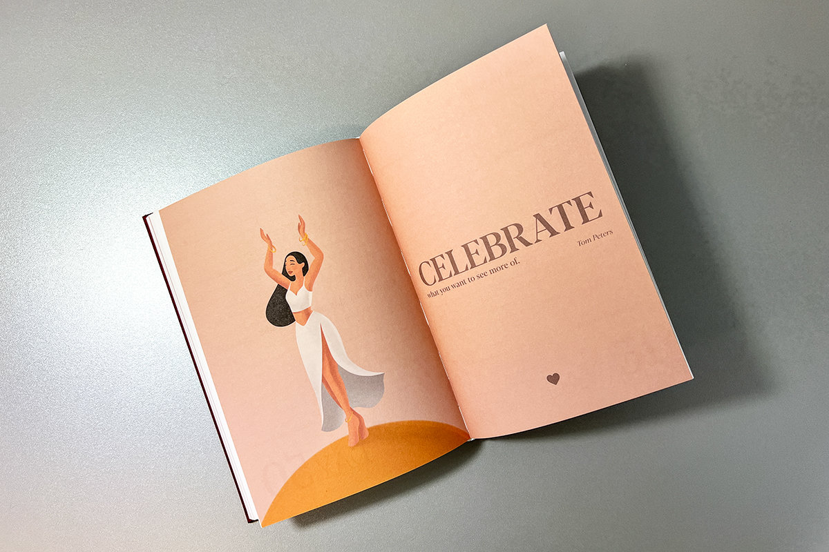 Livre ouvert avec illustration dans un style minimaliste Light up!