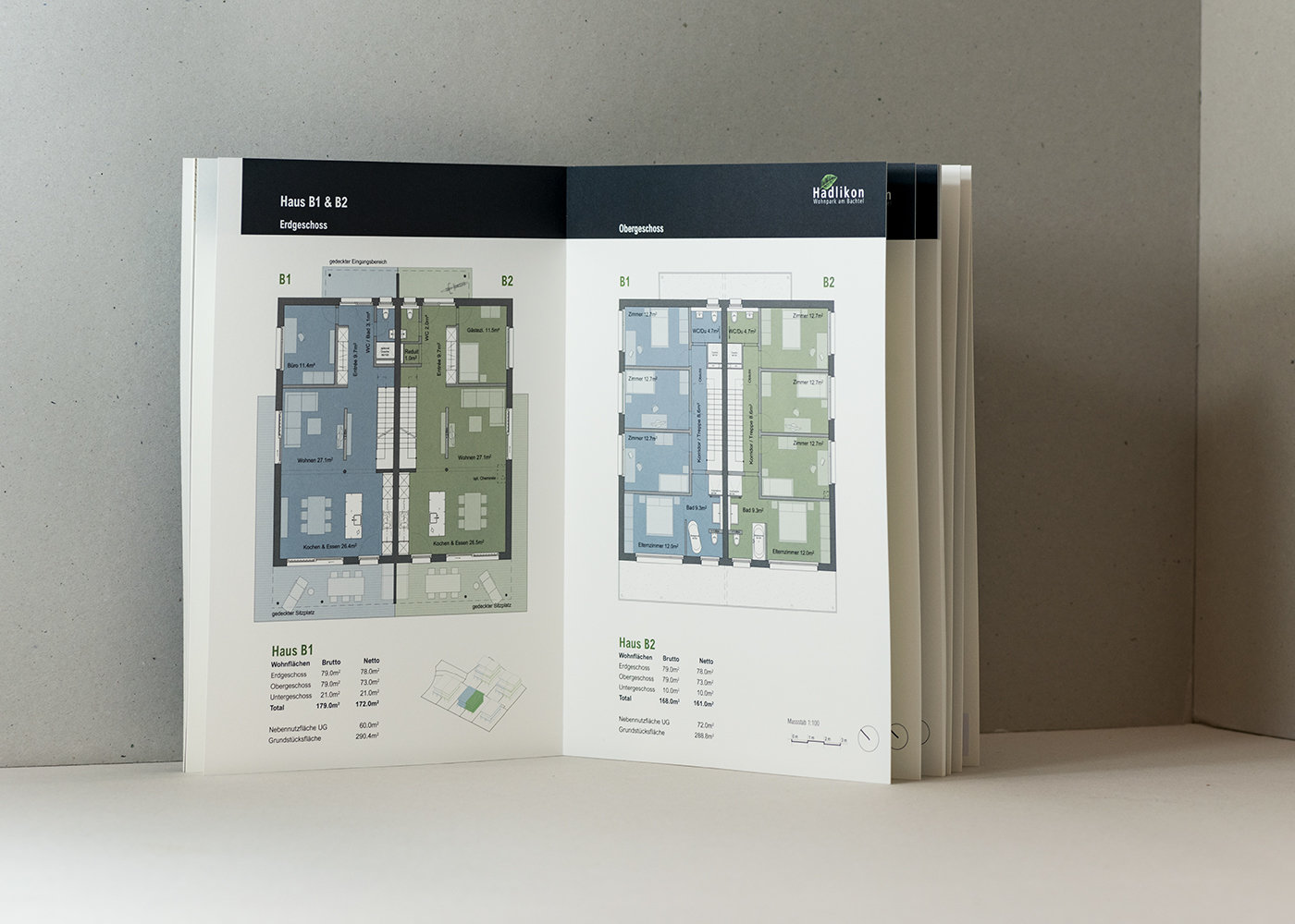 Livre ouvert avec plans d'étage Hadlikon – Wohnpark am Bachtel